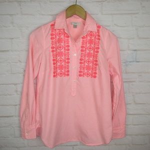 J.Crew size 00 Neon Pink Embroidered Pop Over